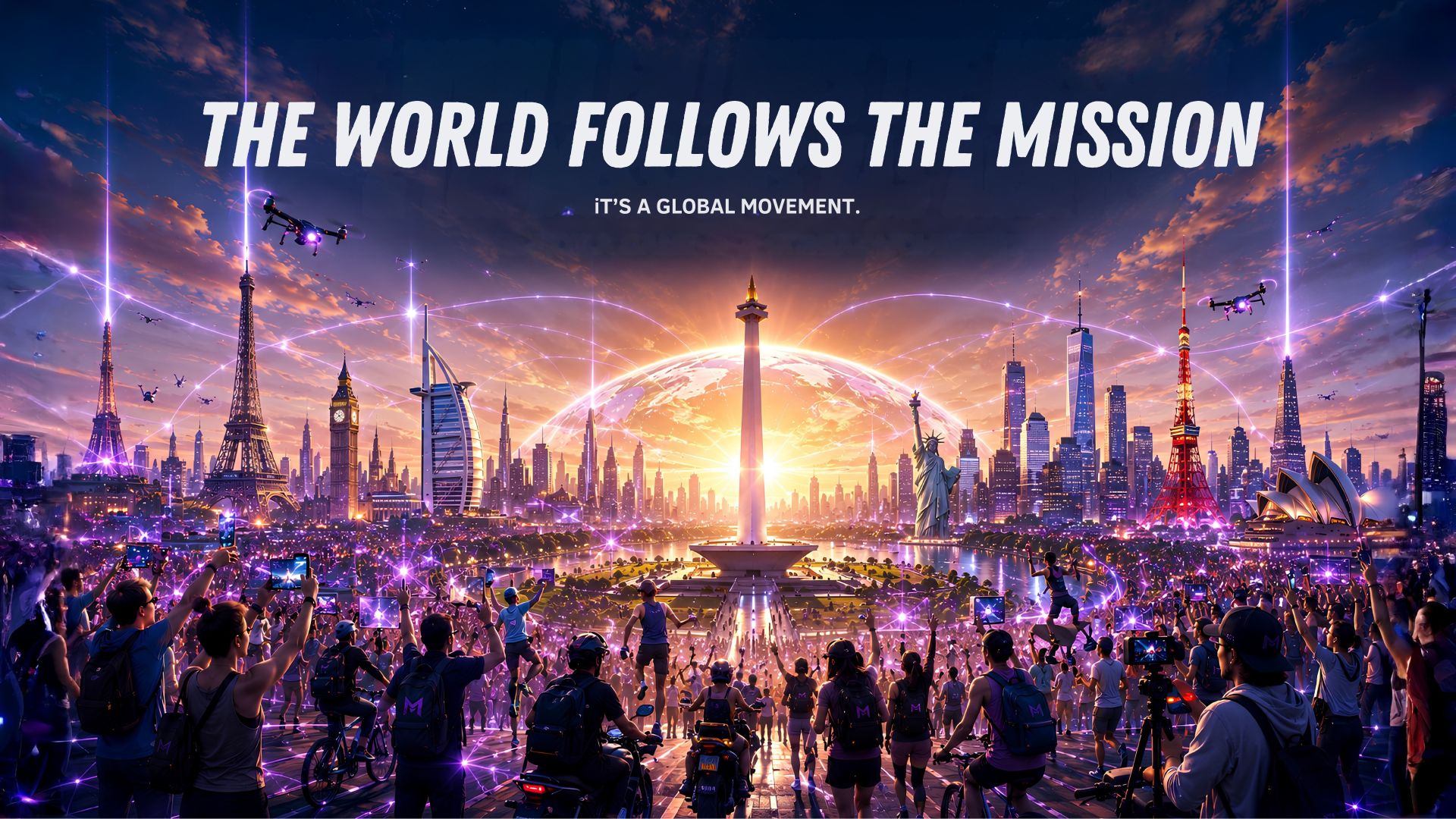 The world follows the mission — landmarks of the world united